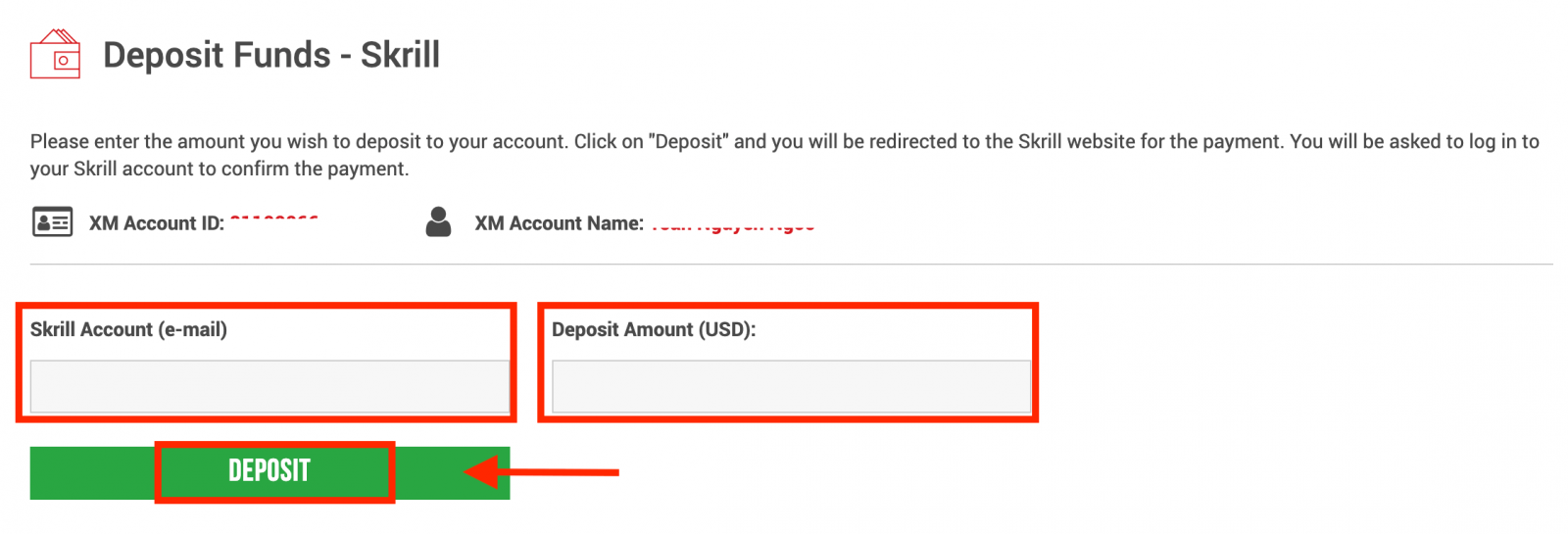 Deposit Money in XM via Electronic Payments (Skrill, Neteller, WebMoney)